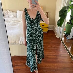 Reformation green and white floral midi dress